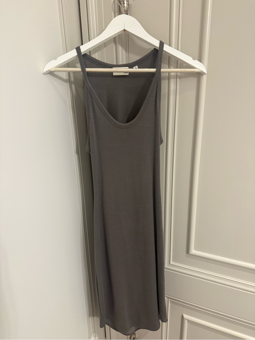 Aritzia Wilfred Charcoal Gray Mini Dress with Open Back